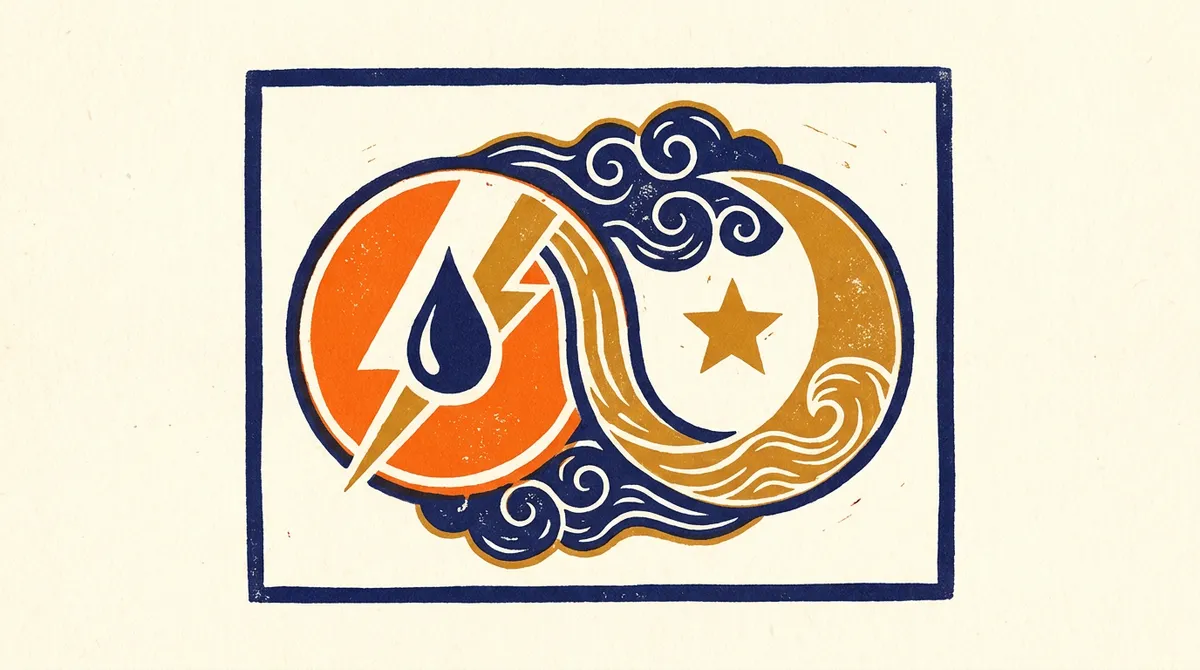 Ardra Nakshatra Matching Beginner Summary 1 A stylized teardrop representing the Ardra Nakshatra in a traditional block-print style.