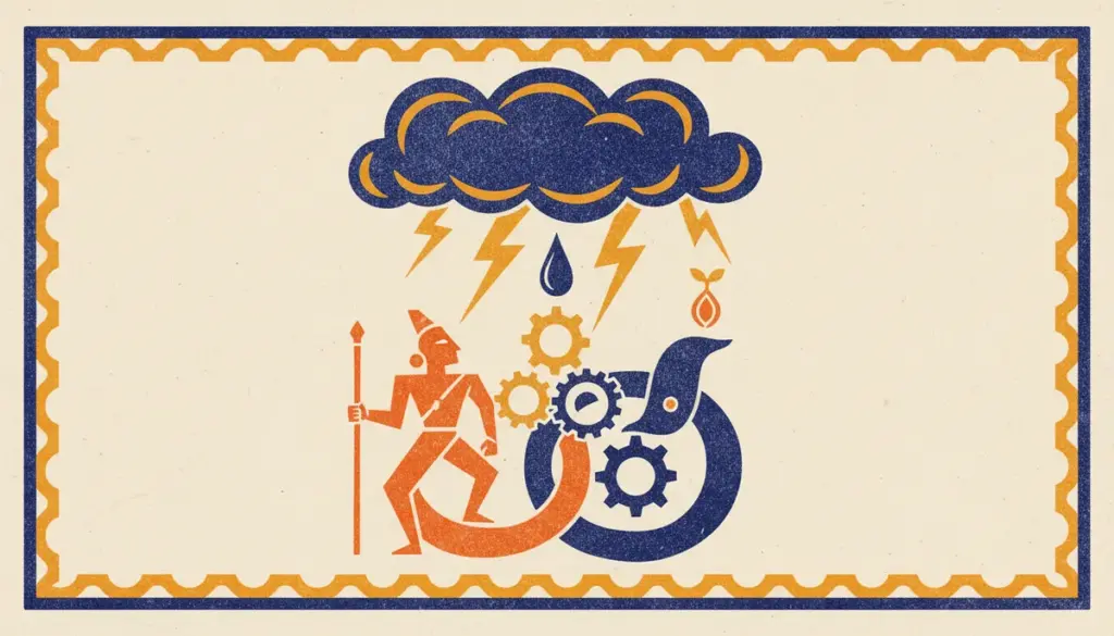 A stylized teardrop representing the Ardra Nakshatra in a traditional block-print style.