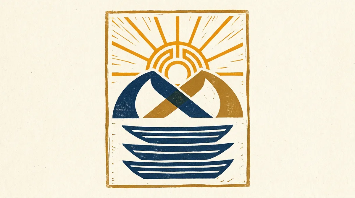 A minimalist block-print style graphic showing a stylized sun and moon representing the solar and lunar energies in Vedic astrology.