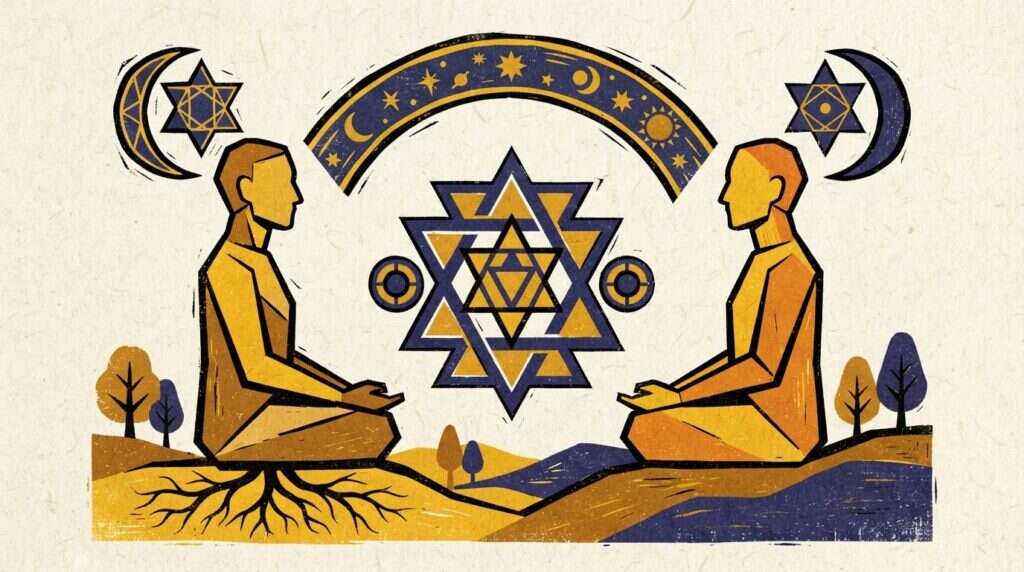 Geometric illustration of moon signs and zodiac paths for compatibility analysis.