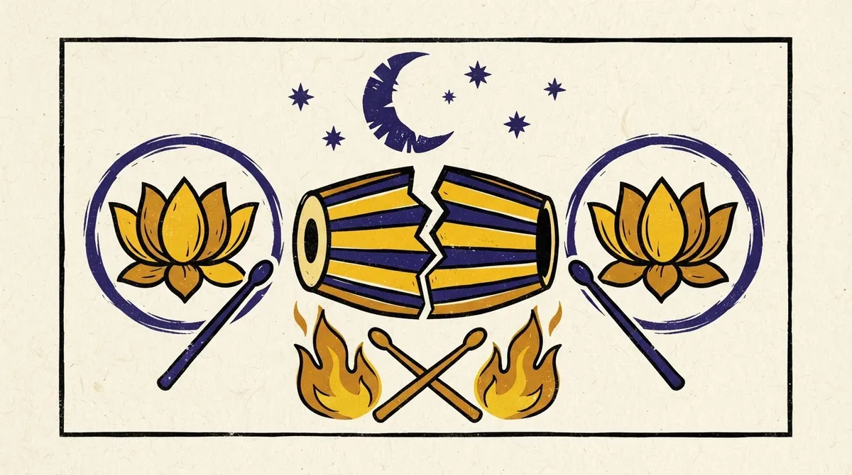 Abstract block-print illustration representing stellar harmony and astrological matching.