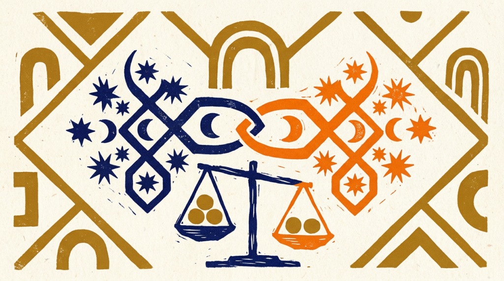Traditional block-print illustration representing Nakshatra star harmony in Vedic astrology