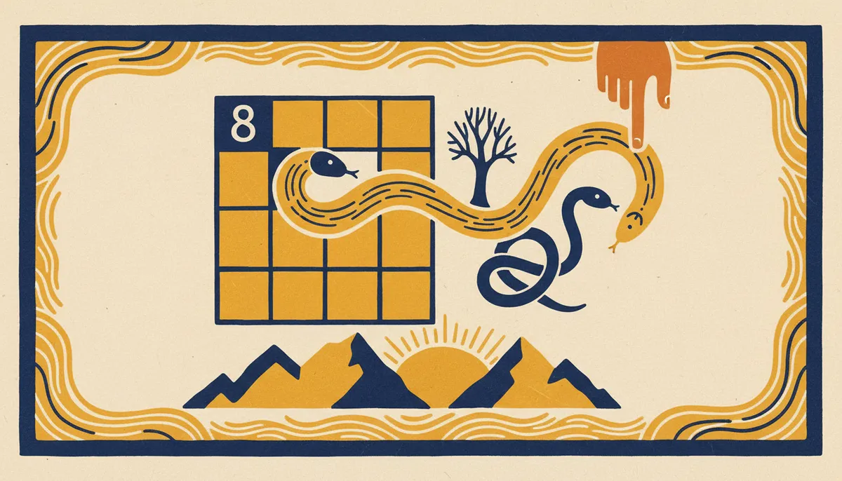 Eighth House in Kundli House Lord Role Explained 1 Traditional block-print style illustration symbolizing the transformative themes of the eighth house in Vedic astrology.