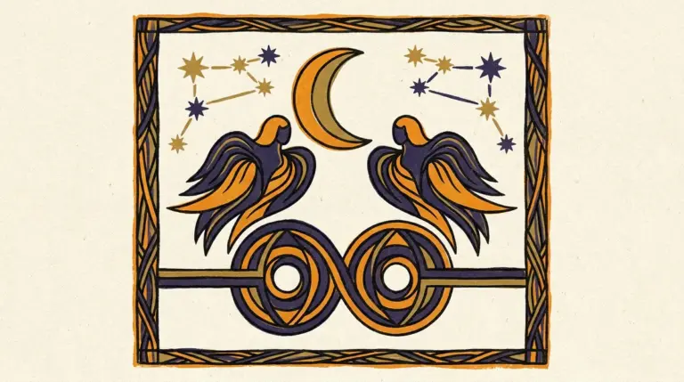 Stylized celestial moons representing Gemini Moon sign compatibility.