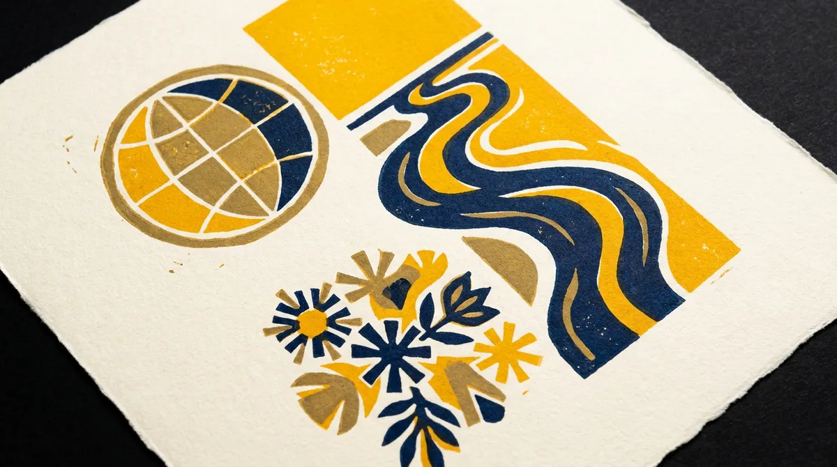A minimalist block-print style image of an empty circle, symbolizing the Shatabhisha Nakshatra.